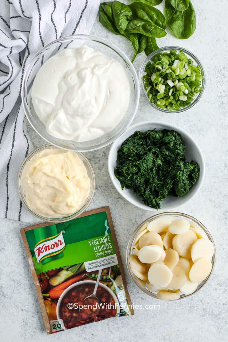 ingredients for spinach dip