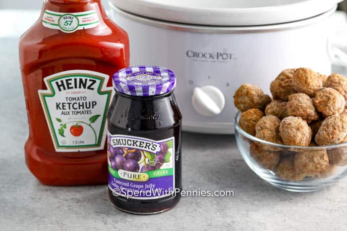 Ingredients for grape jelly meatballs